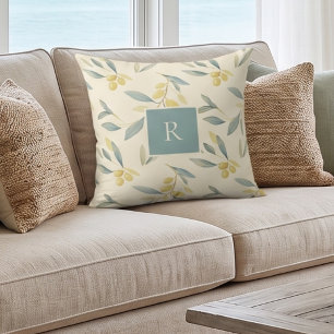 Almohada decorativa mediterránea de rama de olivo