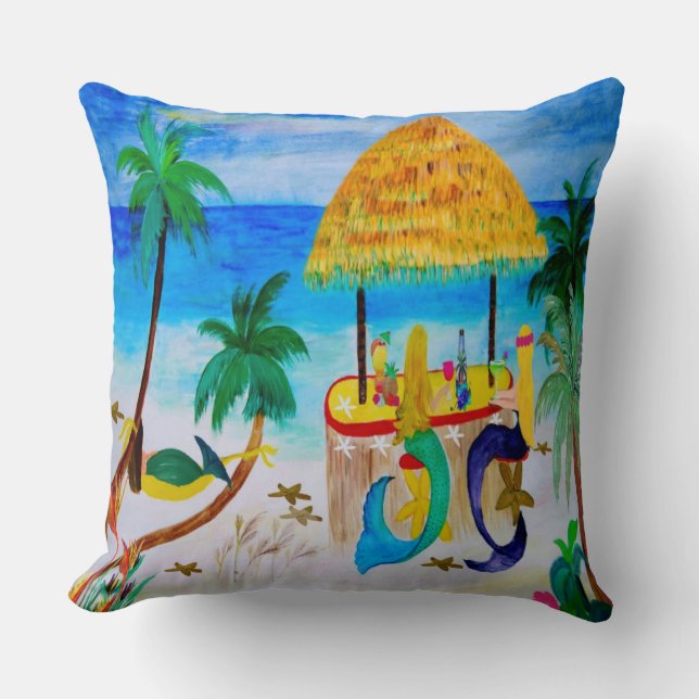 Almohada decorativa Mermaid Tiki Beach Bar (Anverso)