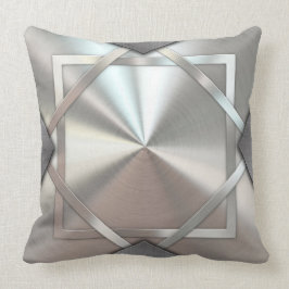 Almohada decorativa metálica de plata abstracta