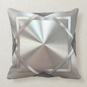 Almohada decorativa metálica de plata abstracta