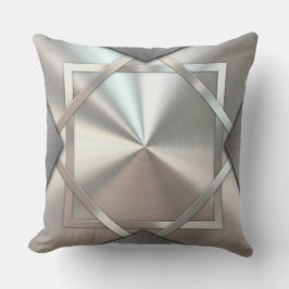 Almohada decorativa metálica plateada abstracta