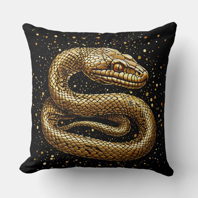 Almohada decorativa mística de la Serpiente Dorada (Anverso)