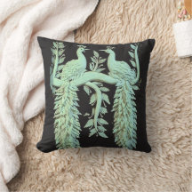 Almohada decorativa monocroma de pavo real real