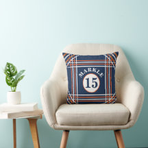 Almohada decorativa naranja y azul