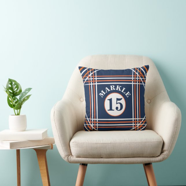 Almohada decorativa naranja y azul (Silla)