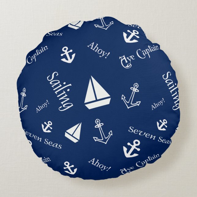 Almohada decorativa náutica tema de vela (Reverso)