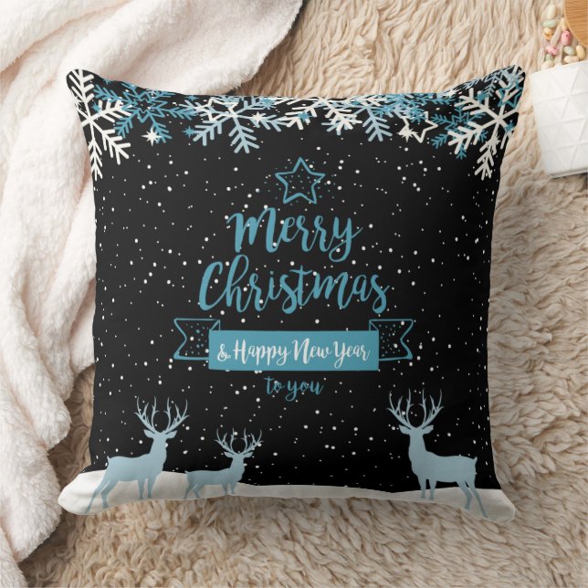 Almohada decorativa Navidad azul negro (Manta)