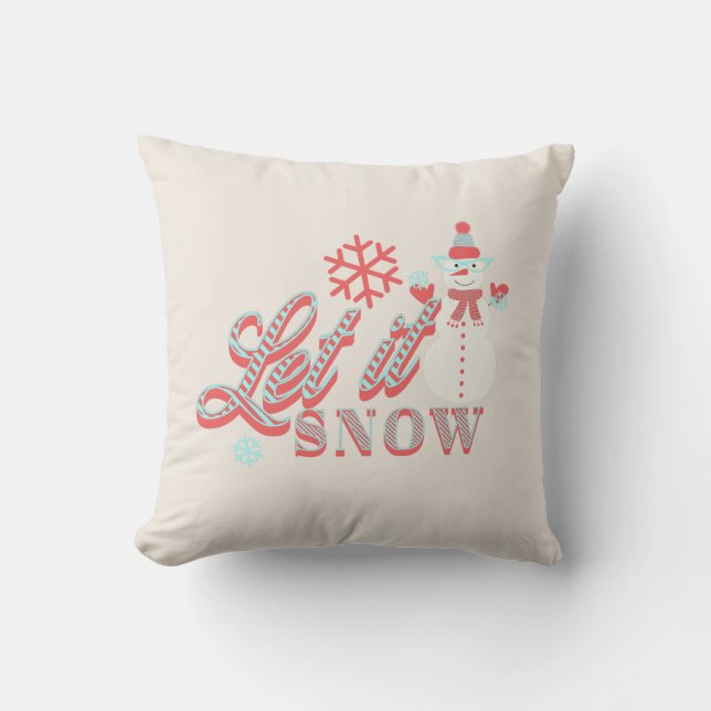 Almohada Decorativa Navidad Retro Muñeco de Nieve  (Anverso)