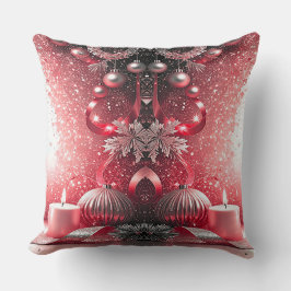 Almohada Decorativa Navideña con Velas Rojas