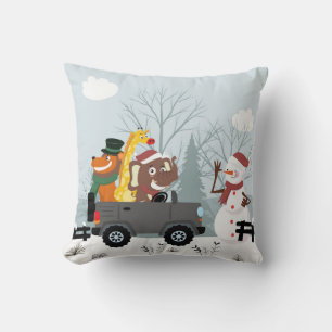 Almohada Decorativa Navideña de Muñeco de Nieve y 