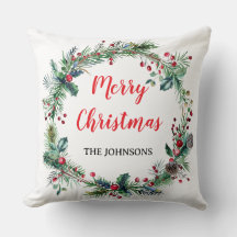 Almohada Decorativa Navideña Familia Verdor Bayas