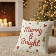Almohada decorativa navideña festiva "Merry & Brig