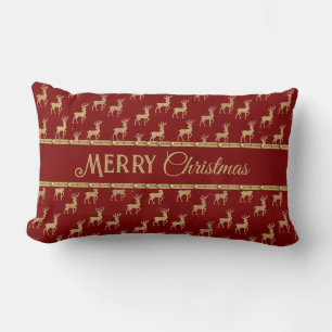 Almohada Decorativa Navideña Roja Festiva Ciervo