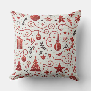 Almohada decorativa navideña roja y blanca