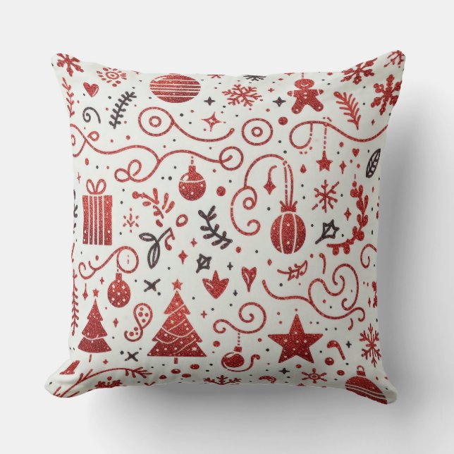 Almohada decorativa navideña roja y blanca (Anverso)