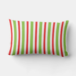 Almohada decorativa navideña roja y verde a rayas