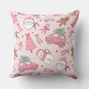 Almohada decorativa navideña rosa sin costuras