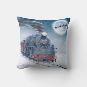 Almohada Decorativa Navideña Tema Tren Decoración