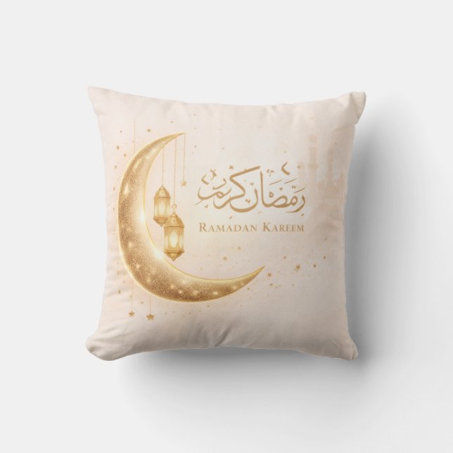 Almohada decorativa Neutral Gold Ramadan Kareem –  (Anverso)