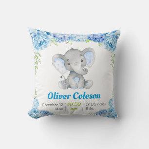 Almohada Decorativa Niño Elefante Azul Decoración