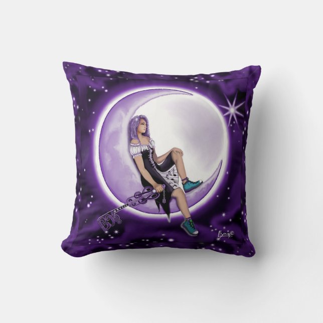 Almohada Decorativa Niño Luna Púrpura (Anverso)