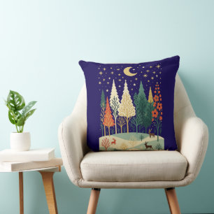 Almohada decorativa Noche de bosque invernal Lun