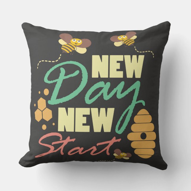Almohada Decorativa Nuevo Día Nuevo Comienzo (Anverso)