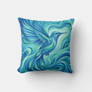 Almohada decorativa Ocean Blue Hummingbird