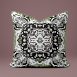 Almohada decorativa ornamentada de mandala en verd