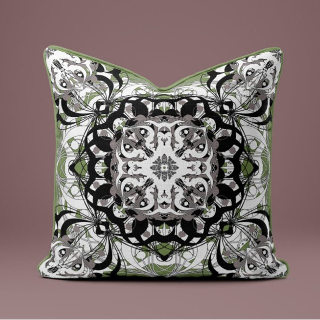 Almohada decorativa ornamentada de mandala en verd (Subido por el creador)