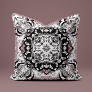 Almohada decorativa ornamentada Mandala en rosa po