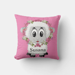 Almohada Decorativa Oveja Floral Rosa
