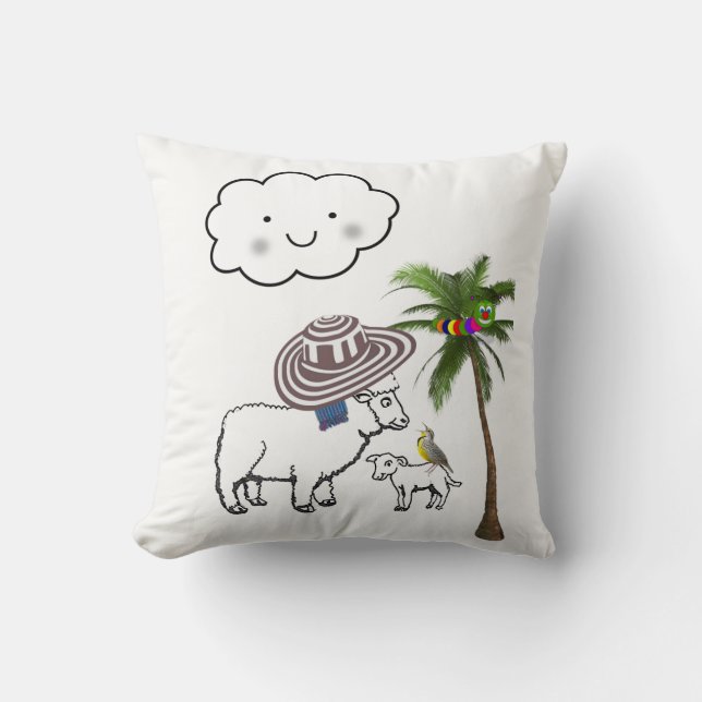 Almohada Decorativa Oveja Palma (Anverso)