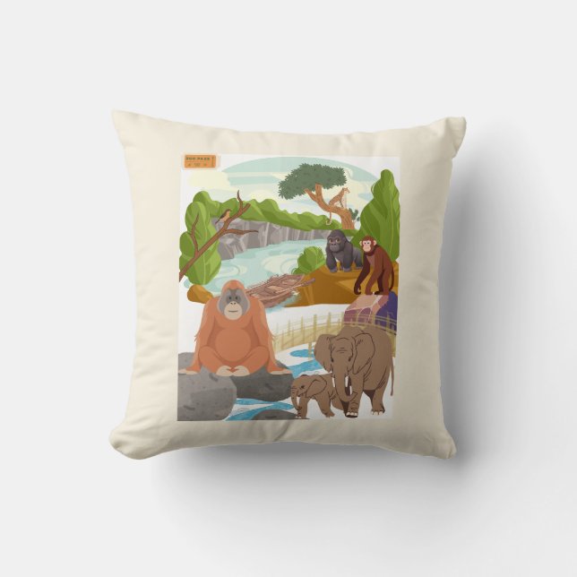 Almohada decorativa para nursery con animales de l (Anverso)