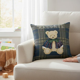 Almohada decorativa para nursery con oso de peluch