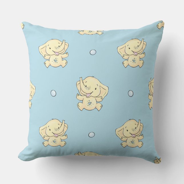 Almohada decorativa para nursery de elefante bebé  (Anverso)