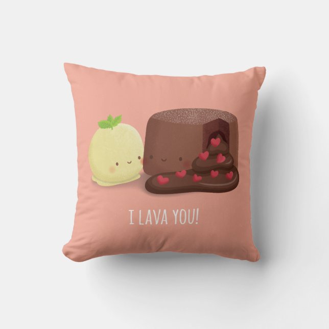 Almohada Decorativa Pareja Chistes de Comida Cute  (Anverso)