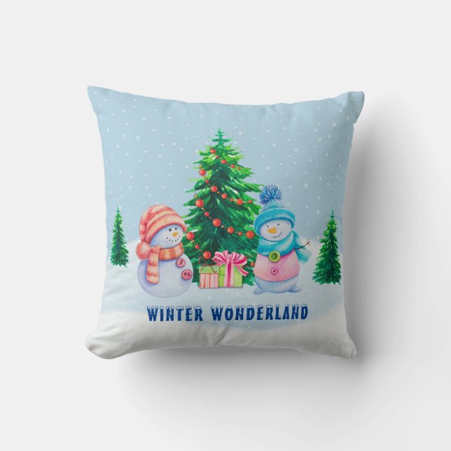 Almohada Decorativa Pareja de Muñecos de Nieve de  (Anverso)