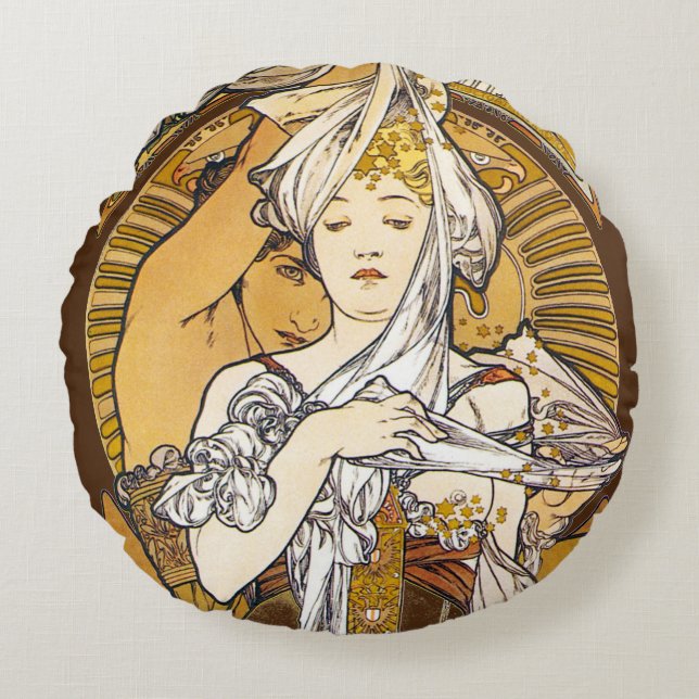 Almohada decorativa Paris 1900, Alphonse Mucha (Anverso)