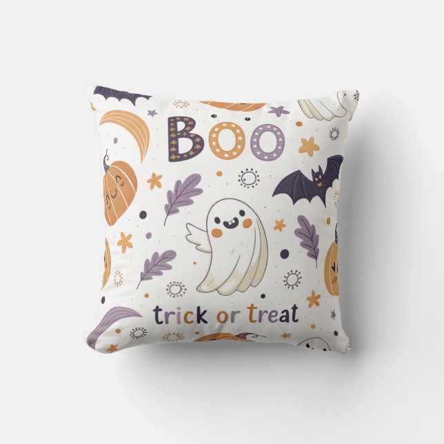 Almohada decorativa pastel de Halloween – Fantasma (Anverso)