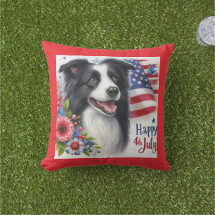 Almohada decorativa Patriótica de Border Collie pa