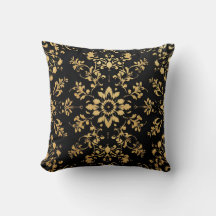 Almohada decorativa patrón negro amarillo
