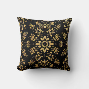 Almohada decorativa patrón negro amarillo