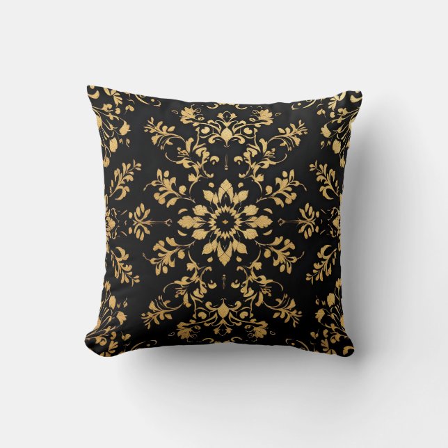 Almohada decorativa patrón negro amarillo (Anverso)
