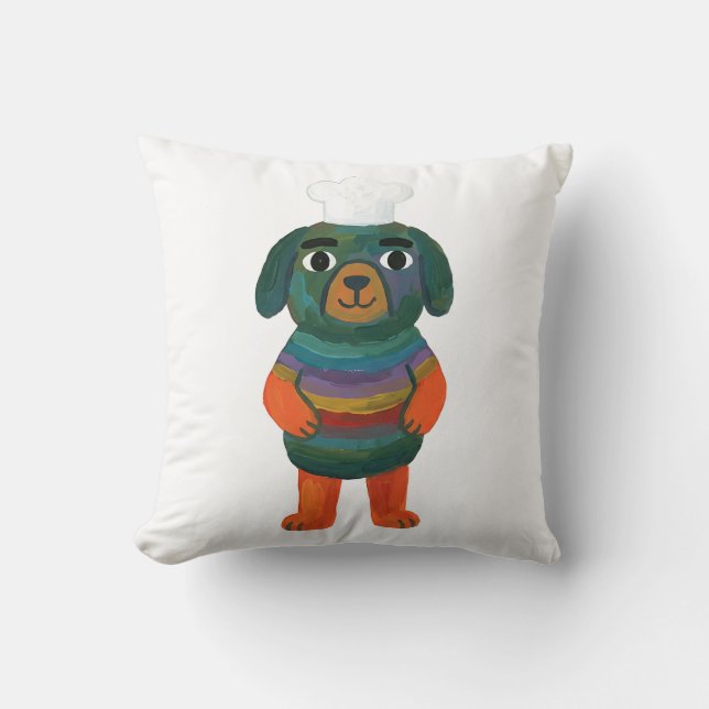 Almohada Decorativa Perro Chef Cute Arcoíris (Anverso)