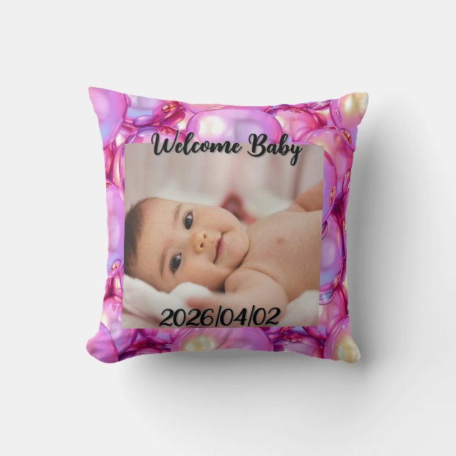 Almohada Decorativa Personalizada Bienvenida Bebé  (Anverso)