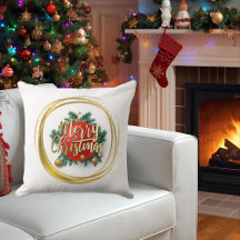 Almohada decorativa personalizada de Navidad Feliz