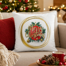 Almohada decorativa personalizada de Navidad Feliz