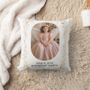 Almohada decorativa Pink Gold Girl 5 cumpleaños
