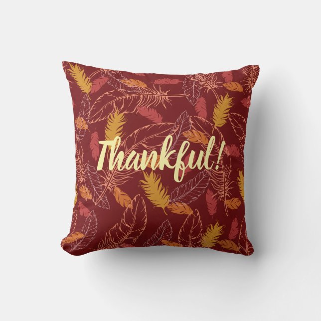 Almohada Decorativa Plumas de Otoño Agradecida/Ben (Anverso)